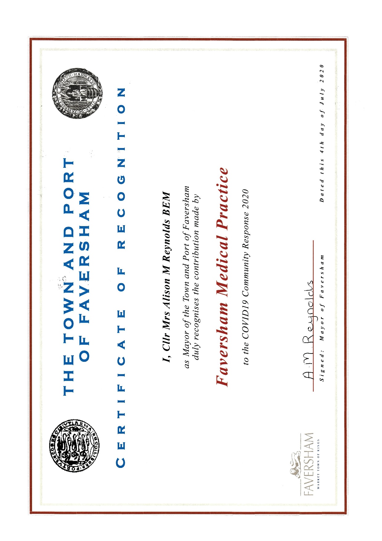 Certificate of Recognition Certificate of Recognition
